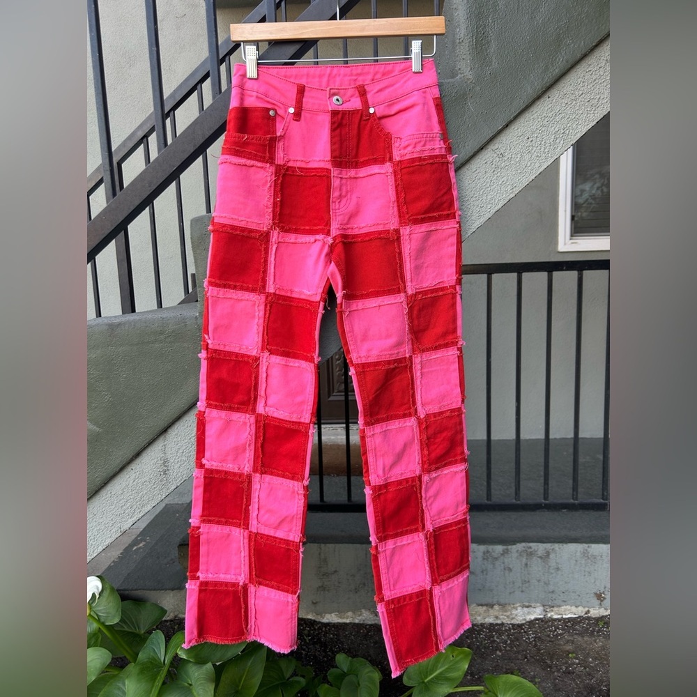 The Ragged Priest Pink Muse Checkered Jeans Dolls Kill Raver EDM Rave Festival